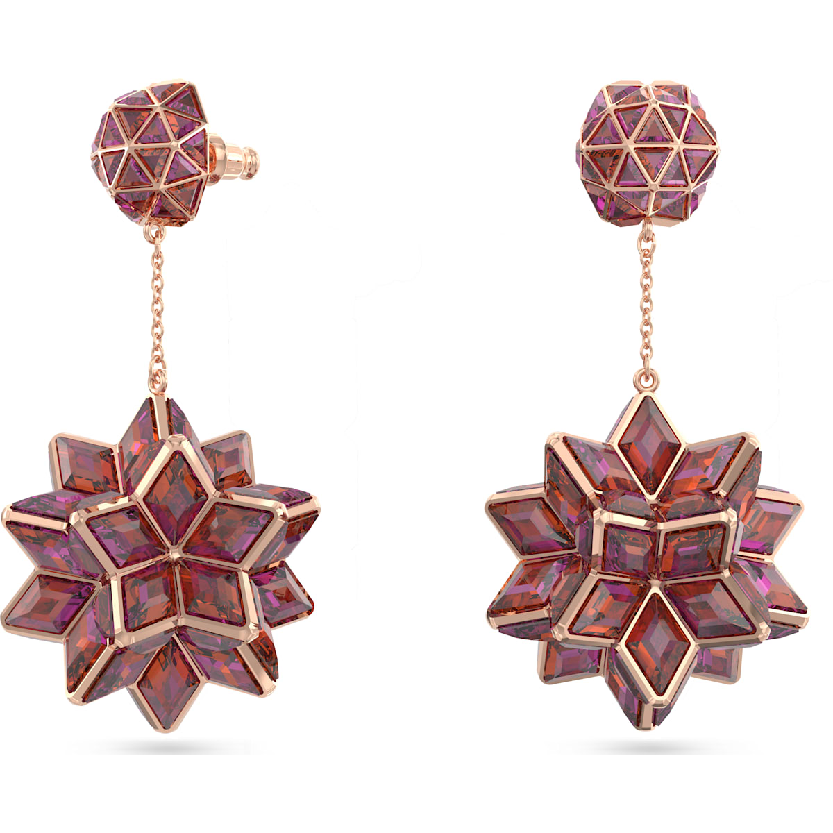 Swarovski - Curiosa Drop-Ohrhänger, Geometrische Kristalle, Rosa, Rosegold-Legierungsschicht - CRYSTAL UNTERBERGER