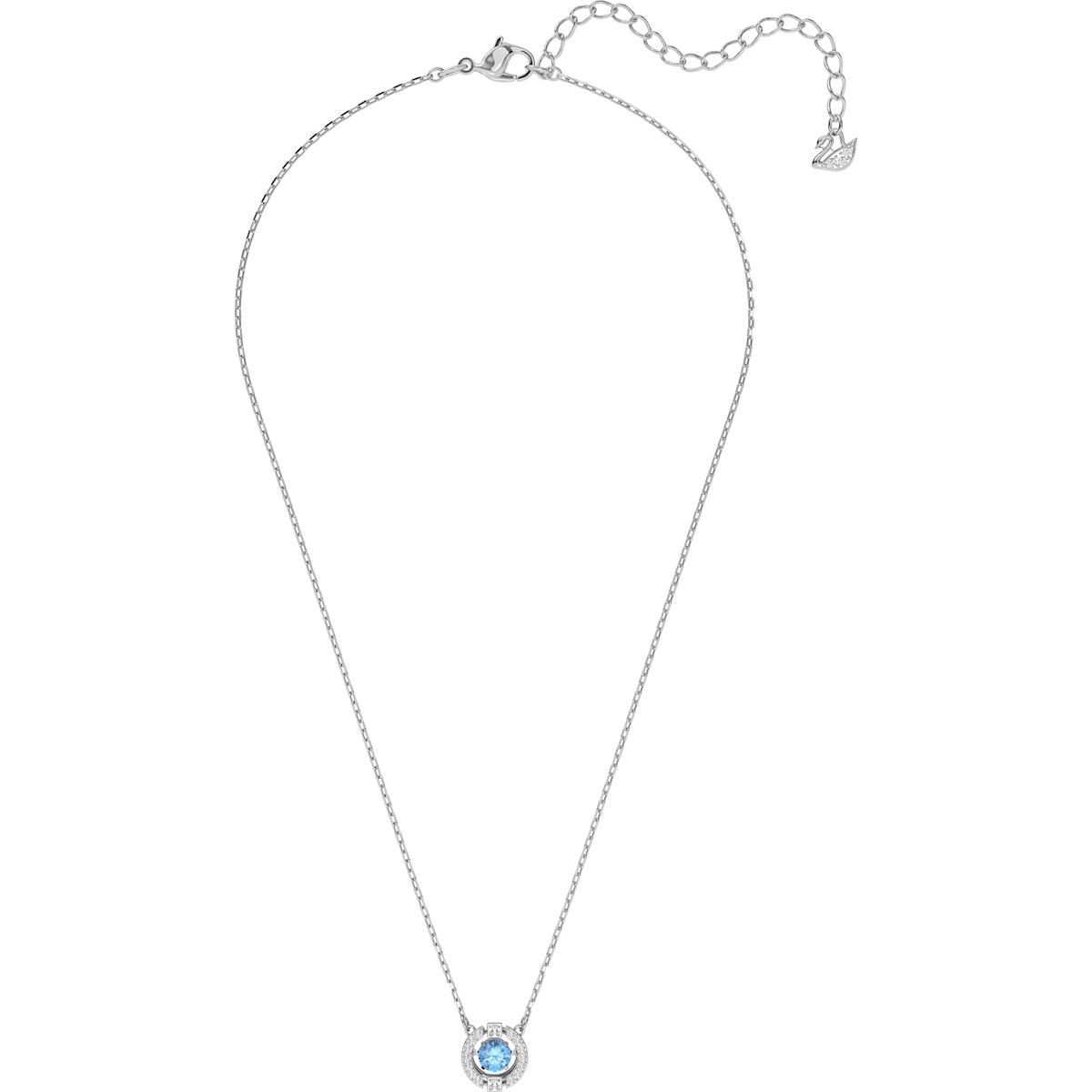 Swarovski - Swarovski Sparkling Dance Halskette, Rund, Blau, Rhodiniert - CRYSTAL UNTERBERGER