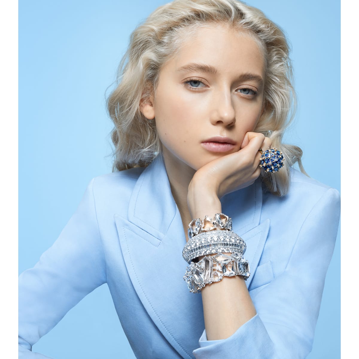 Swarovski - Mesmera Armband, Übergroße Kristalle, Weiss, Rhodiniert - CRYSTAL UNTERBERGER
