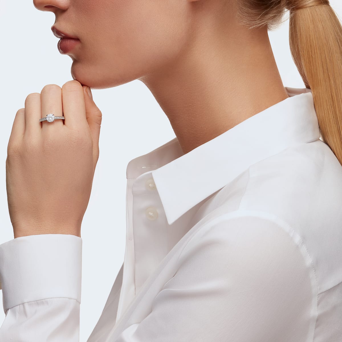 Swarovski - Attract Ring, Kristall im Rundschliff, Weiß, Rhodiniert - CRYSTAL UNTERBERGER