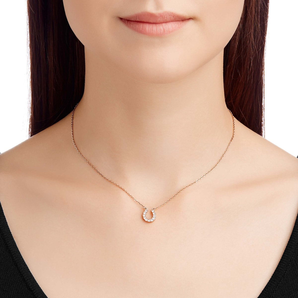 Swarovski - Towards Halskette, Hufeisen, Weiss, Rosegold-Legierungsschicht - CRYSTAL UNTERBERGER