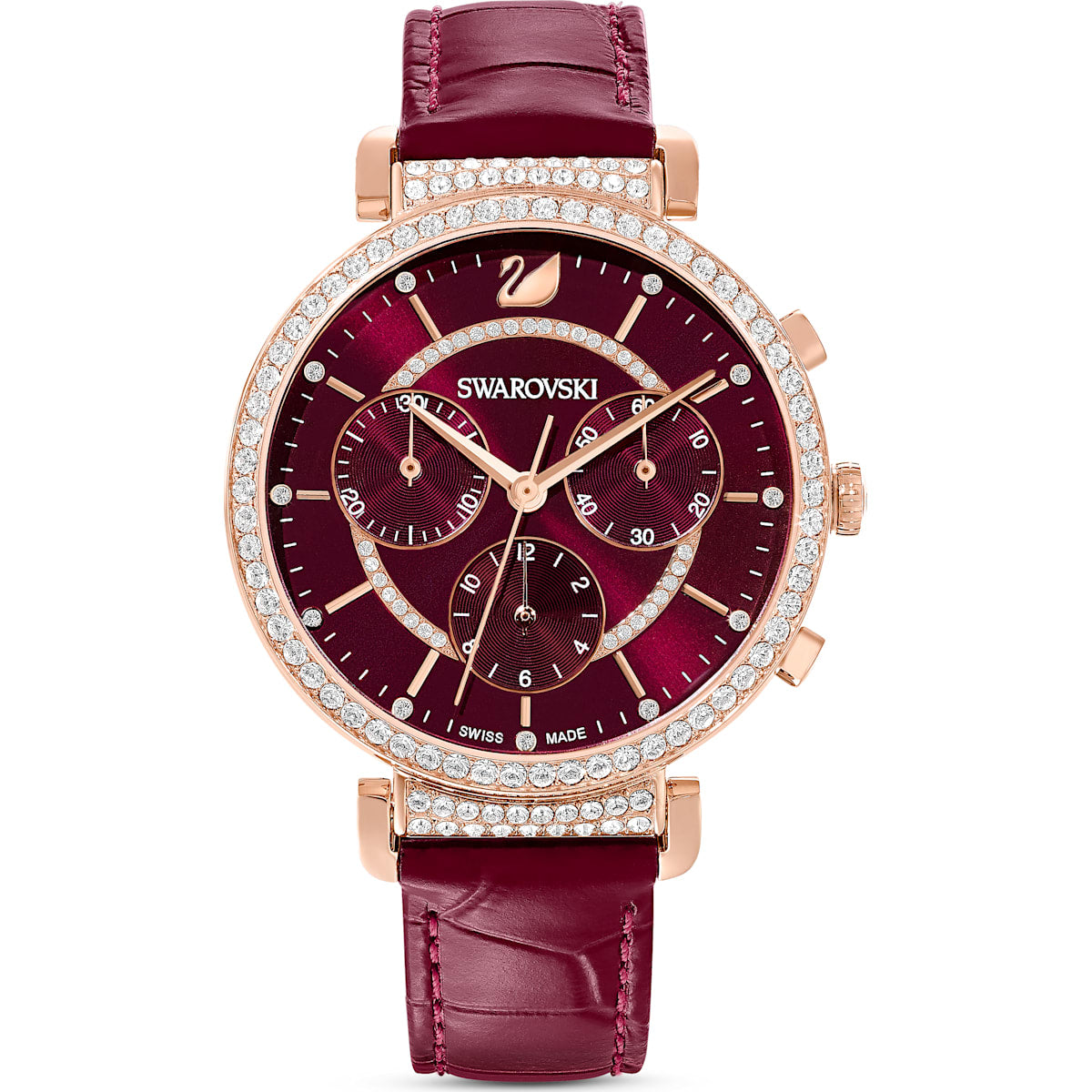 Swarovski - Passage Chrono Uhr, Lederarmband, Blau, Edelstahl - CRYSTAL UNTERBERGER