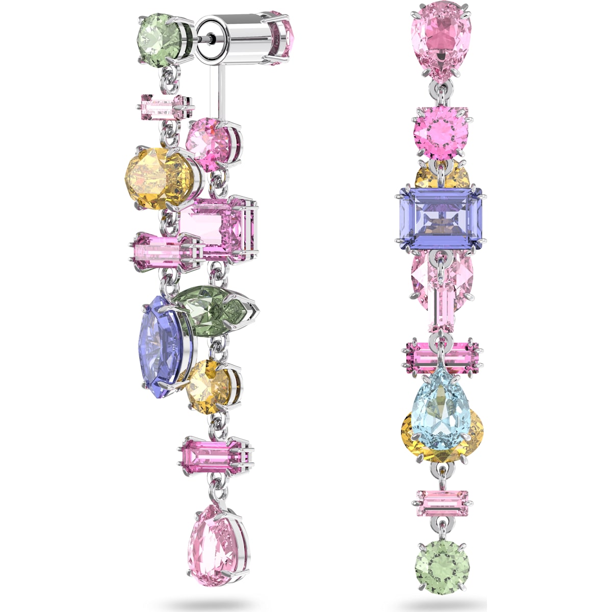 Swarovski - Gema Drop-Ohrhänger, Lang, Mehrfarbig, Rhodiniert - CRYSTAL UNTERBERGER