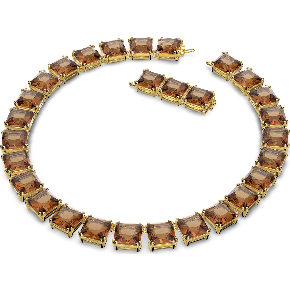 Swarovski - Millenia Halskette, Kristalle im Quadrat-Schliff, Gelb, Goldlegierungsschicht - CRYSTAL UNTERBERGER