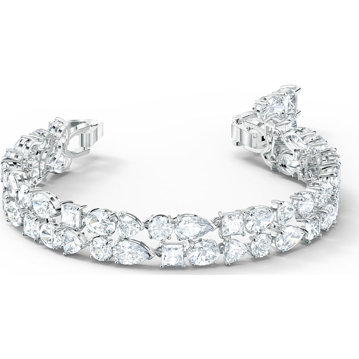 Swarovski - Tennis Deluxe Armband, Kristalle in einem Mix aus Schliffen, Weiss, Rhodiniert - CRYSTAL UNTERBERGER