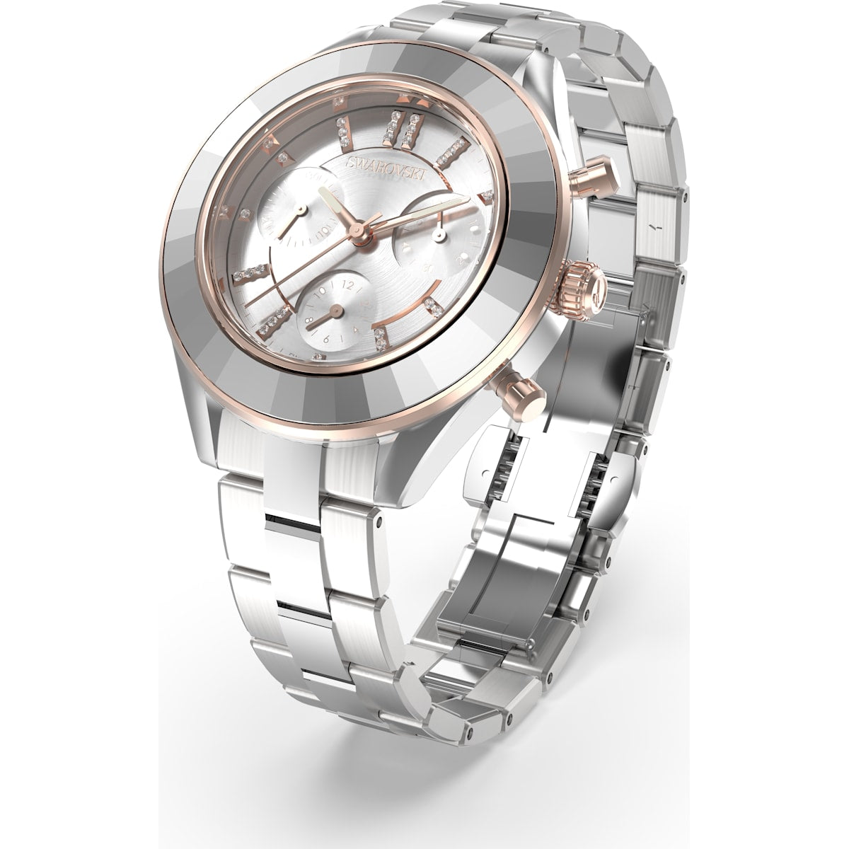 Swarovski - Octea Lux Sport Uhr, Metallarmband, Weiss, Edelstahl - CRYSTAL UNTERBERGER