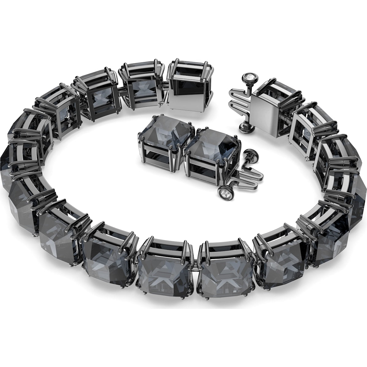Swarovski - Millenia Armband, Kristalle im Quadrat-Schliff, Grau - CRYSTAL UNTERBERGER