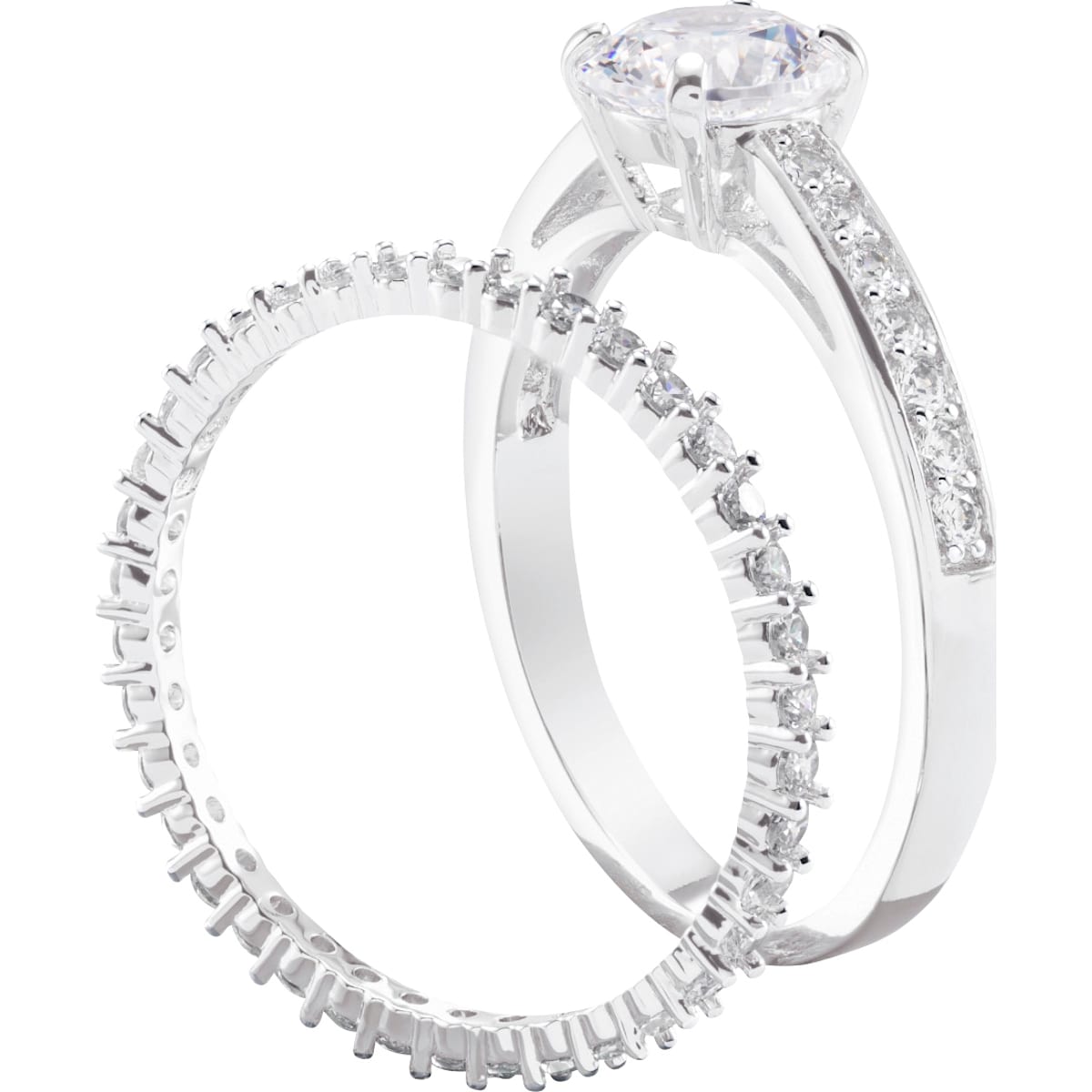 Swarovski - Attract Ring, Set (2), Rund, Pave, Weiss, Rhodiniert - CRYSTAL UNTERBERGER