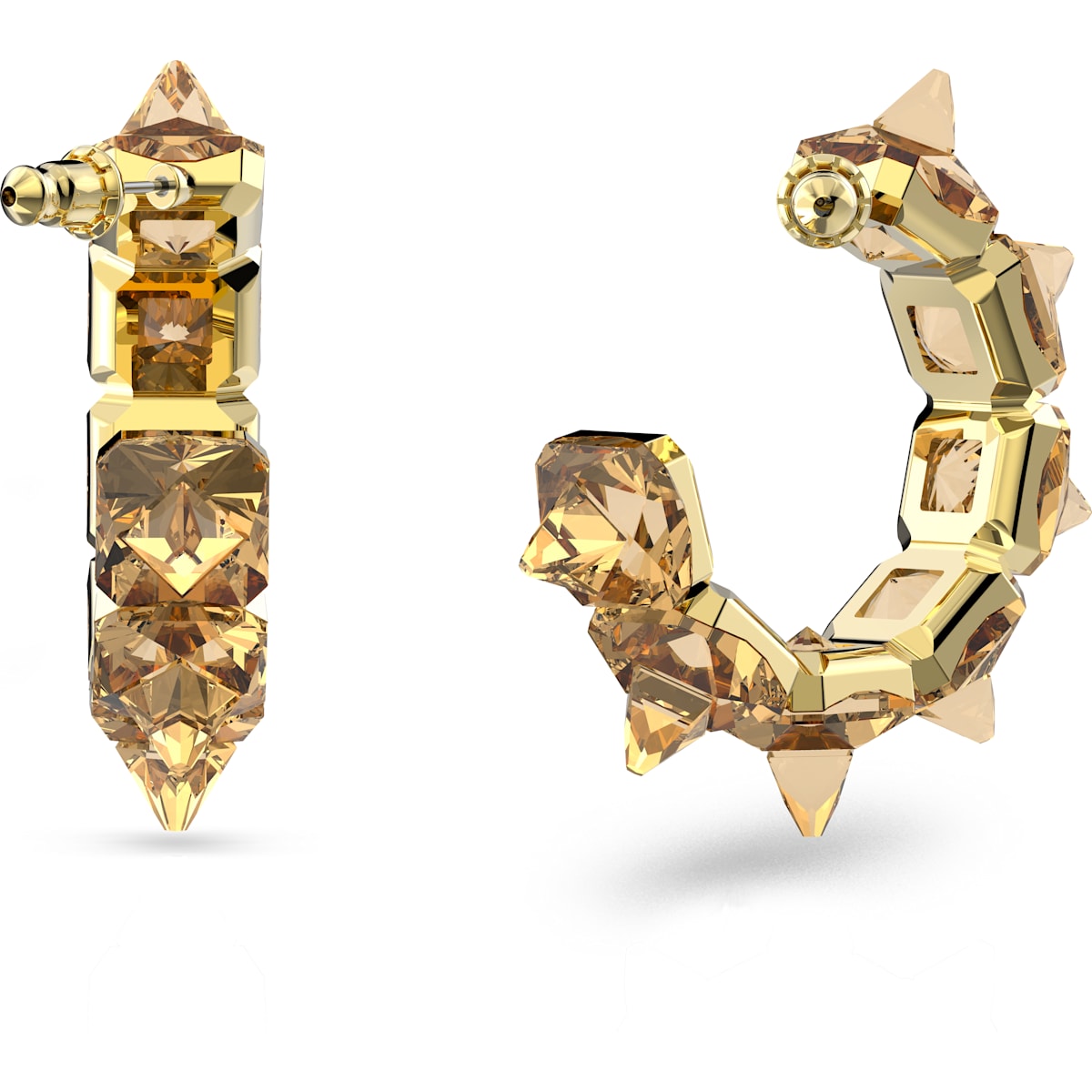 Swarovski - Chroma Kreolen, Kristalle im Pyramidenschliff, Gelb, Goldlegierungsschicht - CRYSTAL UNTERBERGER