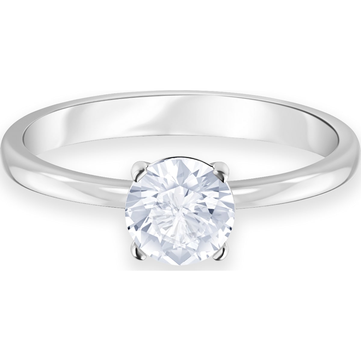 Swarovski - Attract Ring, Rund, Weiss, Rhodiniert - CRYSTAL UNTERBERGER