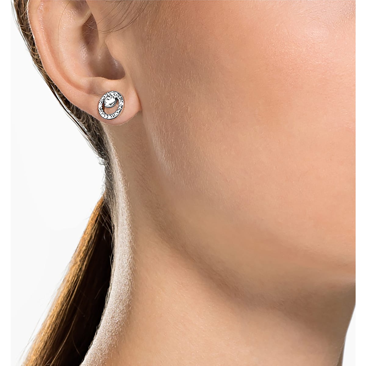 Swarovski - Creativity Ohrstecker, Rund, Weiss, Rhodiniert - CRYSTAL UNTERBERGER