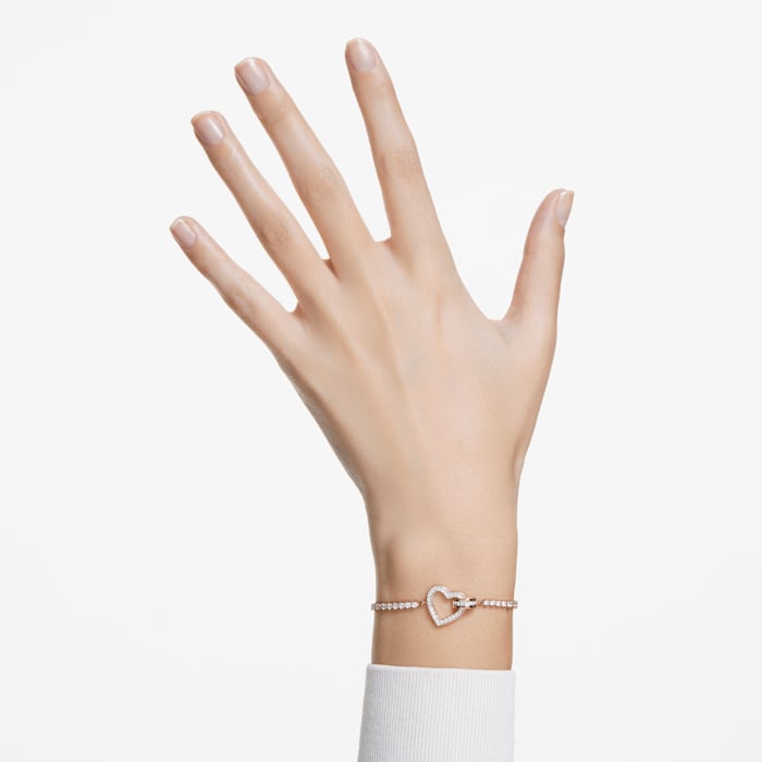 Swarovski - Lovely Armband, Herz, Weiß, Goldlegierungsschicht - CRYSTAL UNTERBERGER