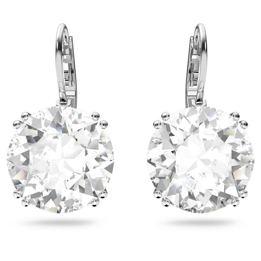 Swarovski - Millenia Drop-Ohrhänger Rundschliff, Weiß, Rhodiniert - CRYSTAL UNTERBERGER