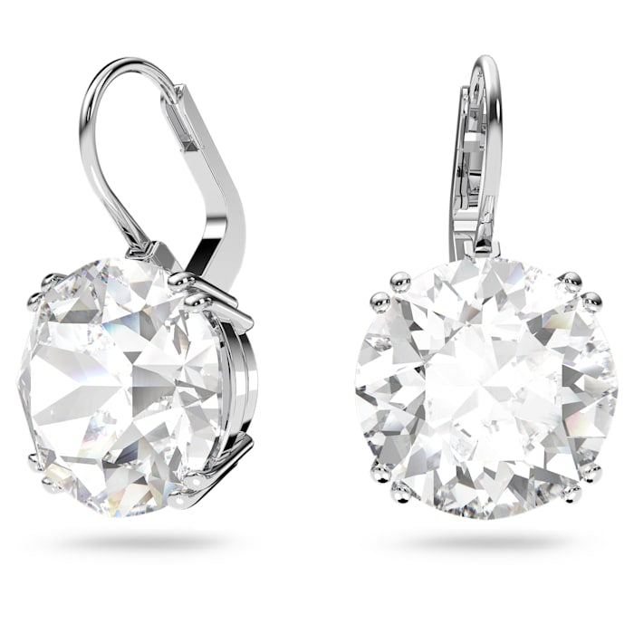 Swarovski - Millenia Drop-Ohrhänger Rundschliff, Weiß, Rhodiniert - CRYSTAL UNTERBERGER