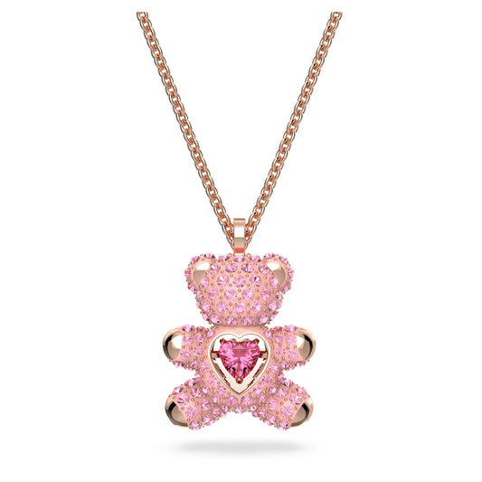 Swarovski - Teddy Anhänger Rosa, Roségold-Legierungsschicht - CRYSTAL UNTERBERGER