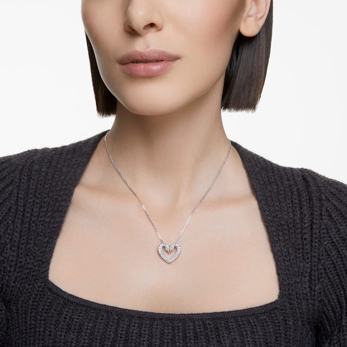 Swarovski - Una Anhänger, Herz, Klein, Weiß, Rhodiniert - CRYSTAL UNTERBERGER